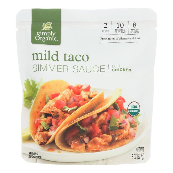 Simply Organic Simmer Sauce - Organic - Mild Taco - Case of 6 - 8 Ounce