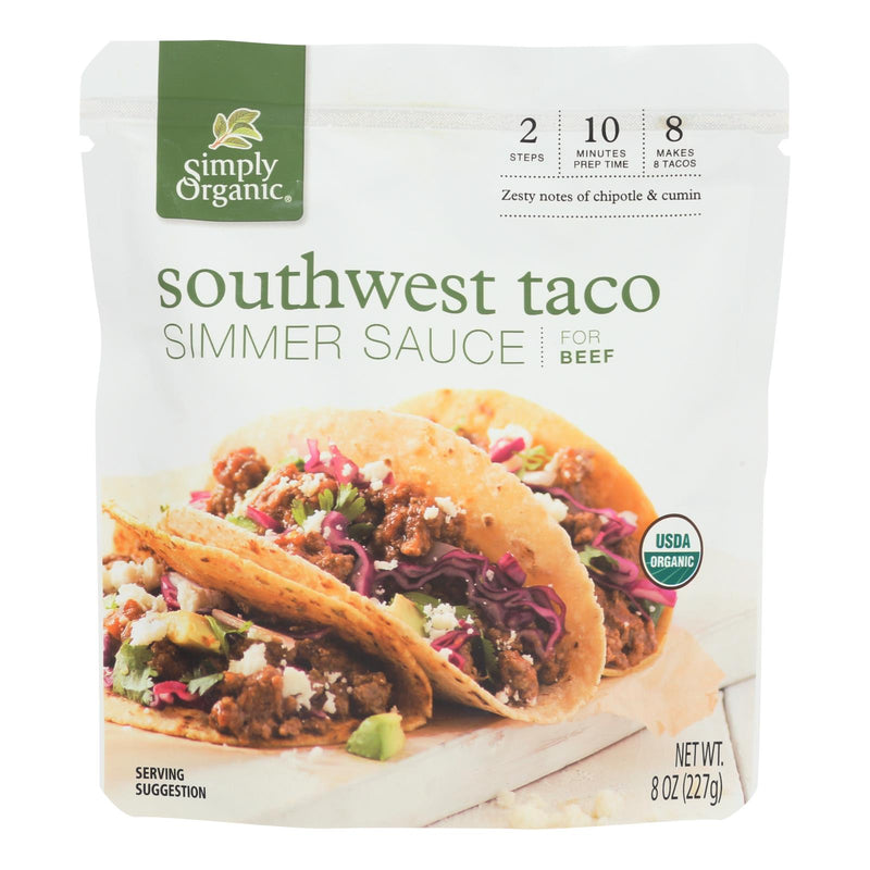 Simply Organic Simmer Sauce - Organic - Southwest Taco - Case of 6 - 8 Ounce