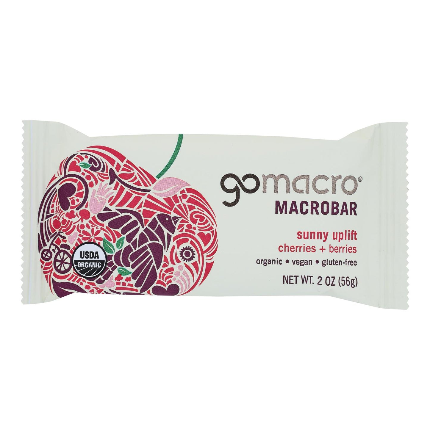 GoMacro Organic Macrobar - Cherries and Berries - 2 Ounce Bars - Case of 12