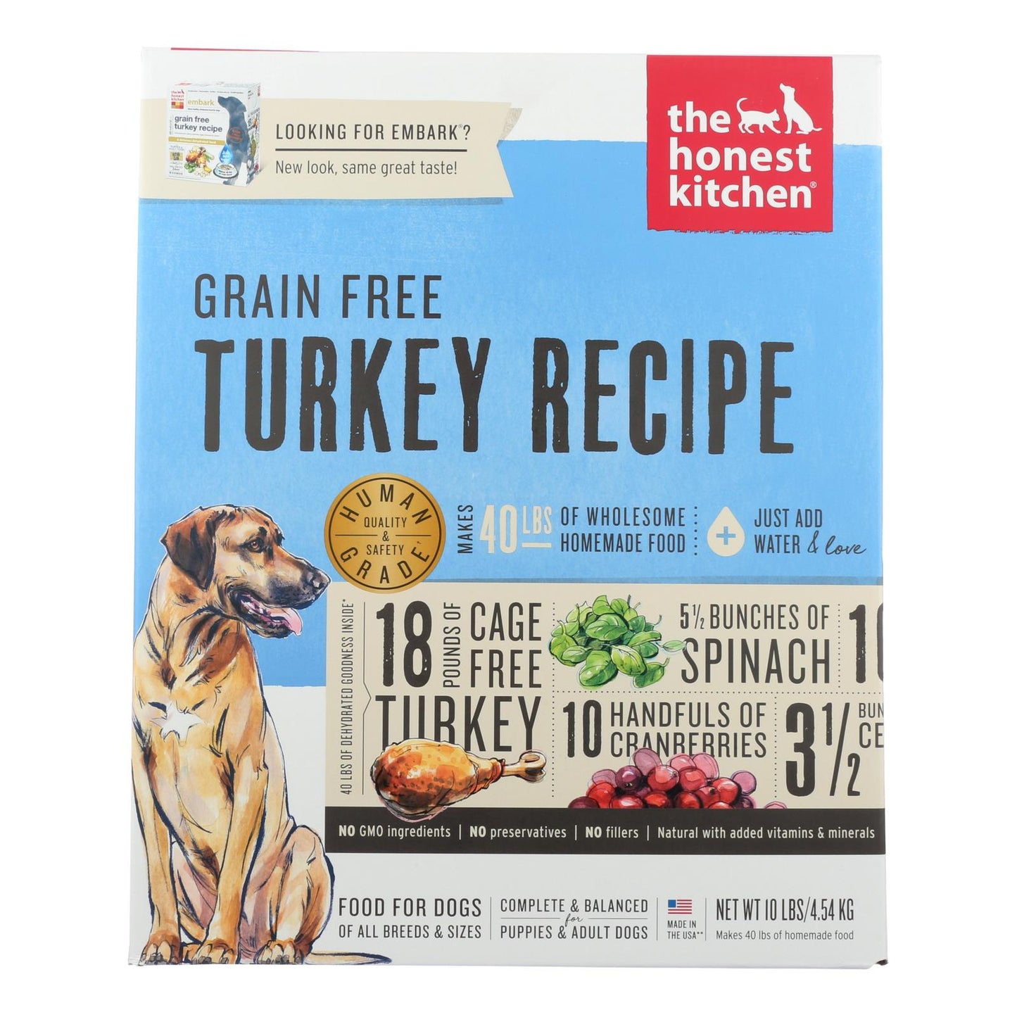 The Honest Kitchen Embark - Grain Free Turkey Dog Food - 10 lb.