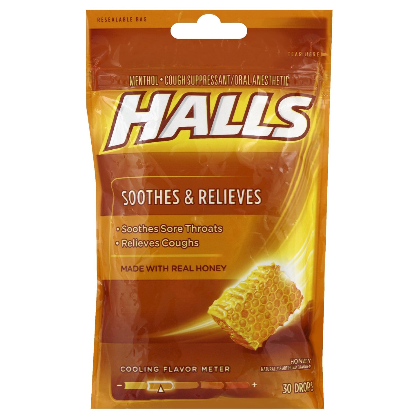 Halls Cough Drops Honey 30 Count Packs - 48 Per Case.