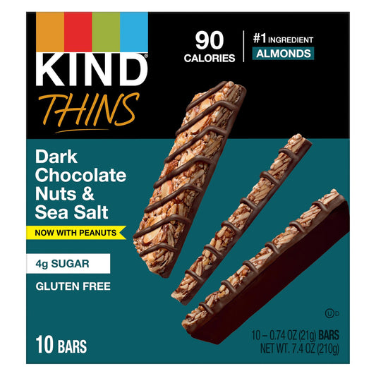 Kind - Thins Dark Chocolate Nuts & Sea Salt Peanut - Case of 6-7.40 Ounce