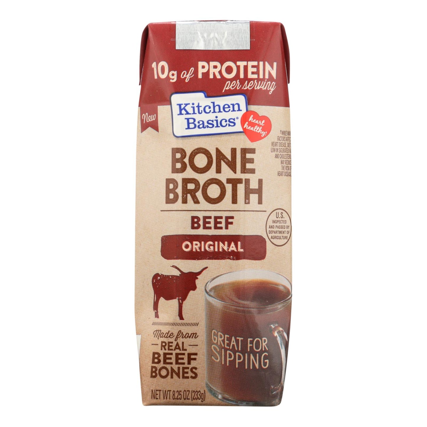 Kitchen Basics Beef Bone Broth - Case of 12 - 8.25 Fluid Ounce