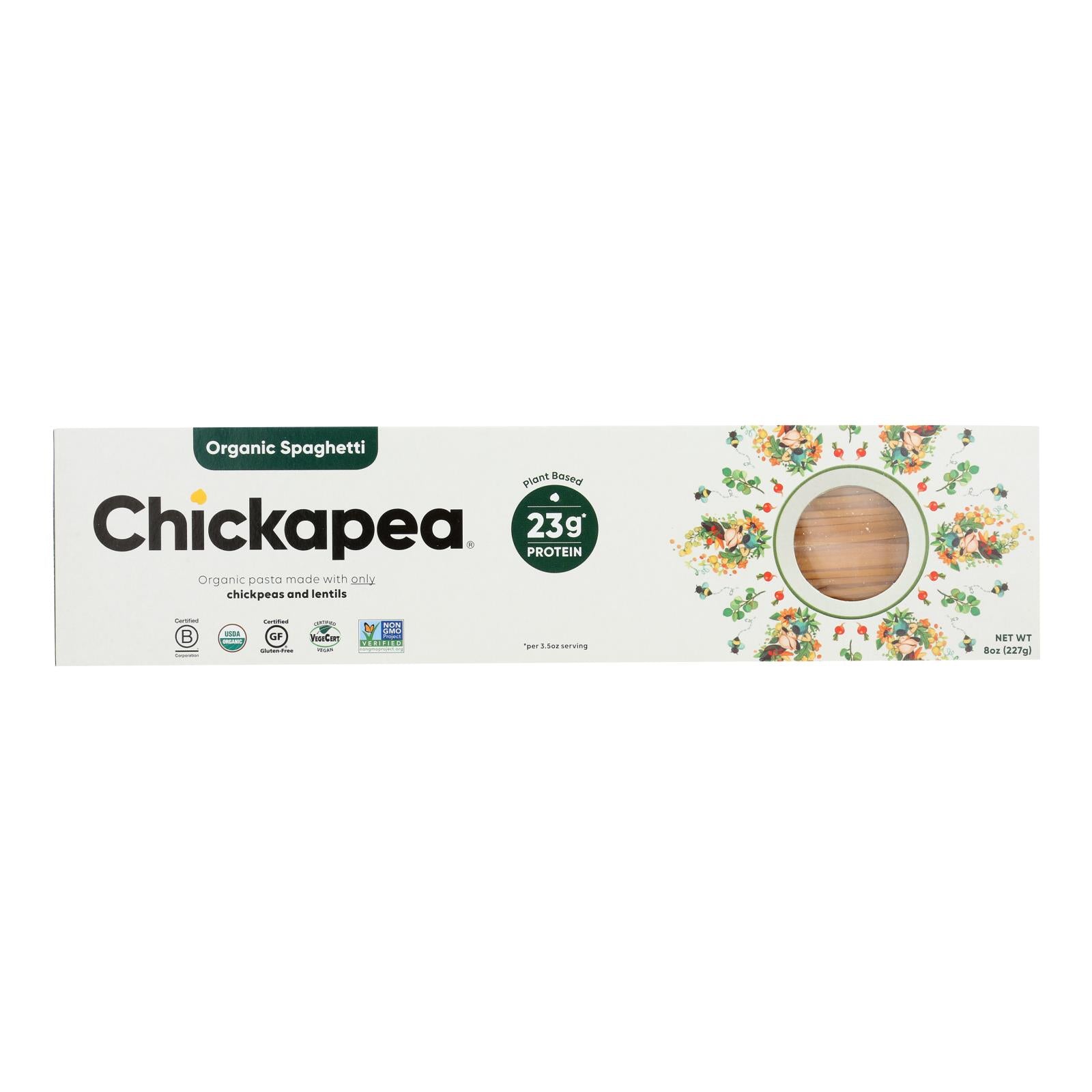 Chickapea Pasta - Pasta Organic Spaghetti - Case of 6 - 8 Ounce