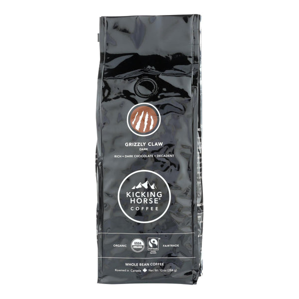 Kicking Horse Coffee - Organic - Whole Bean - Grizzly Claw - Dark Roast - 10 Ounce - case of 6