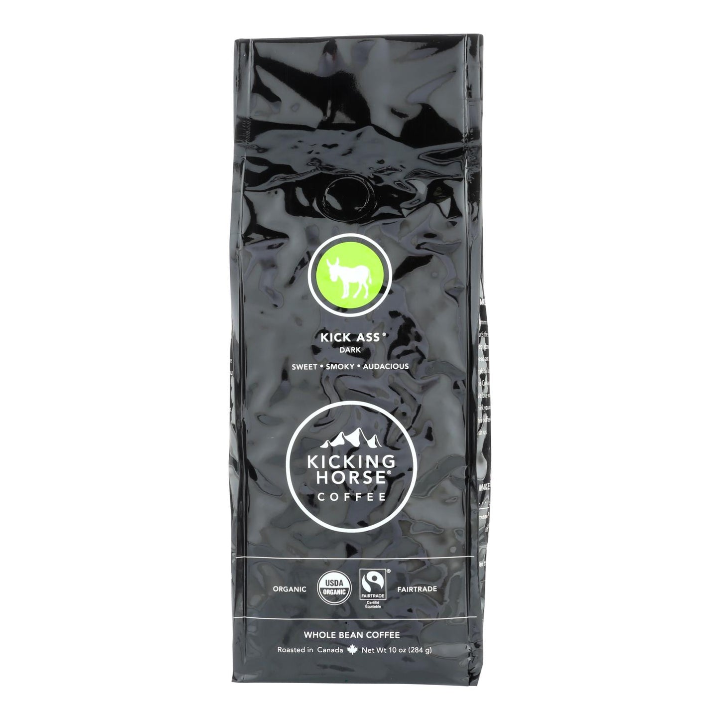 Kicking Horse Coffee - Organic - Whole Bean - Kick Ass - Dark Roast - 10 Ounce - case of 6