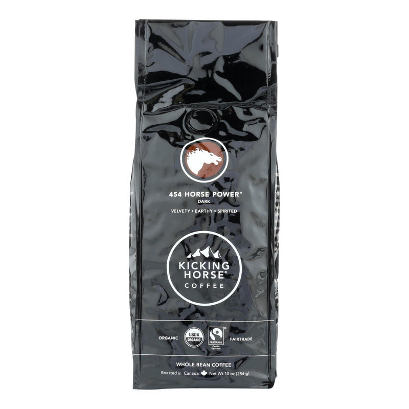 Kicking Horse Coffee - Organic - Whole Bean - 454 Horse Power - Dark Roast - 10 Ounce - case of 6