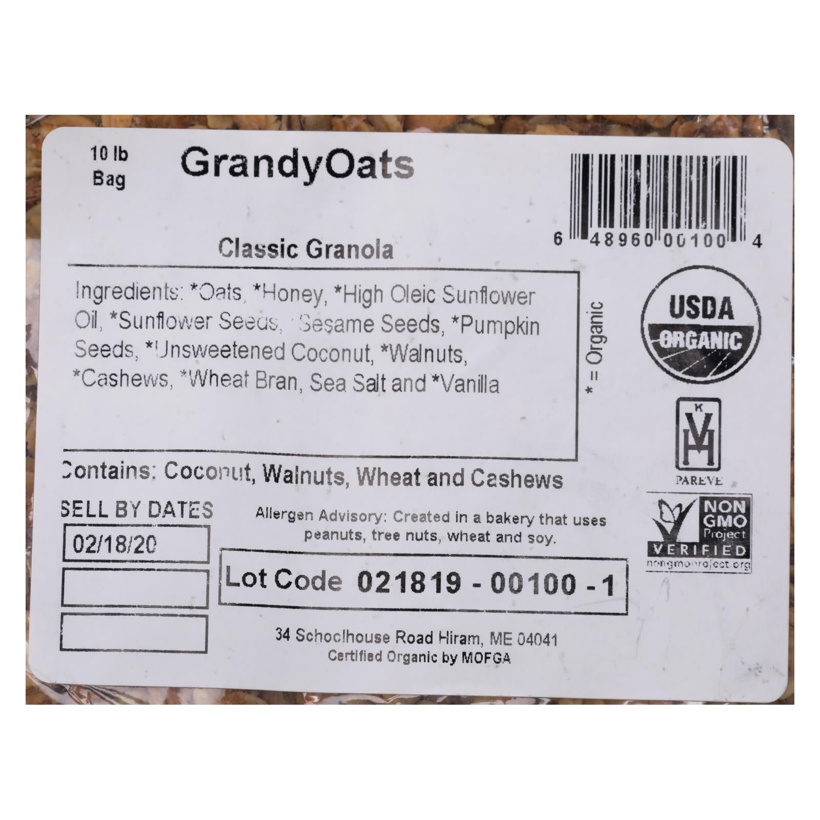 Grandy Oats Granola Classic - Single Bulk Item - 10LB