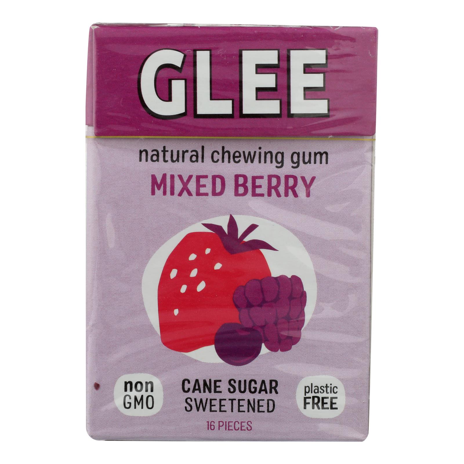 Glee Gum Chewing Gum - Triple Berry - Case of 12 - 16 Pieces