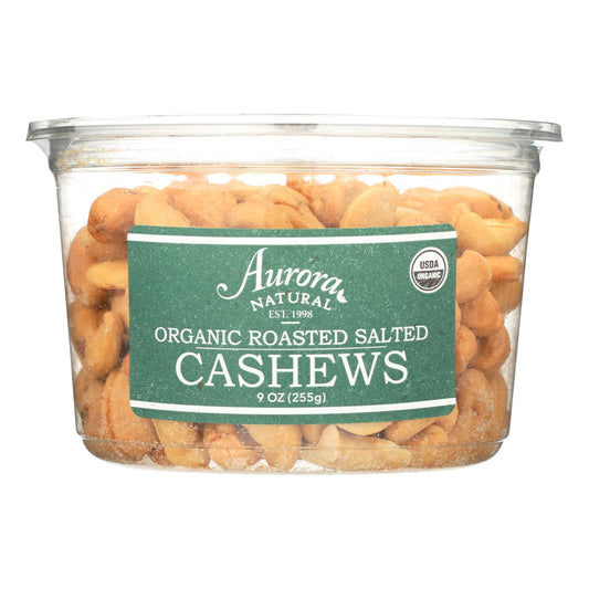 Aurora Natural Products - Organic Roasted Salted Cashews - Case of 12 - 9 Ounce.