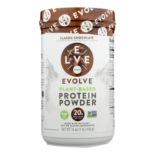 Evolve Real Plant-Powered Classic Chocolate Flavor Protein Powder  - 1 Each - 16 Ounce