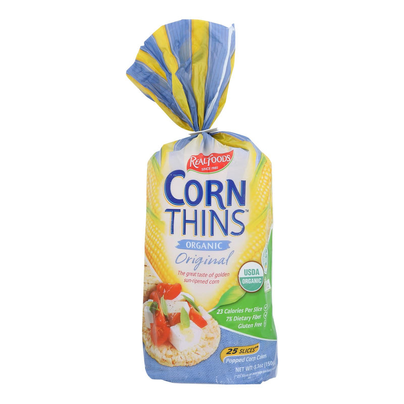 Real Foods Organic Corn Thins - Case of 6 - 5.3 Ounce.