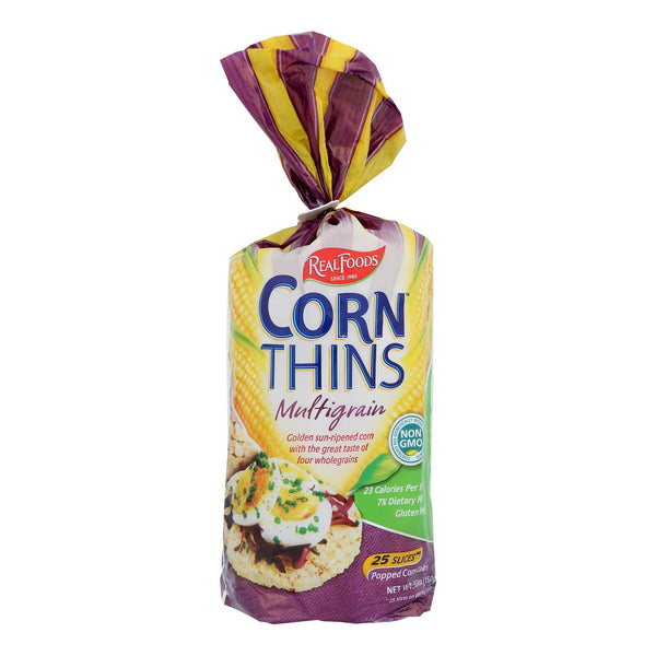 Real Foods Organic Corn Thins - Multigrain - Case of 6 - 5.3 Ounce.