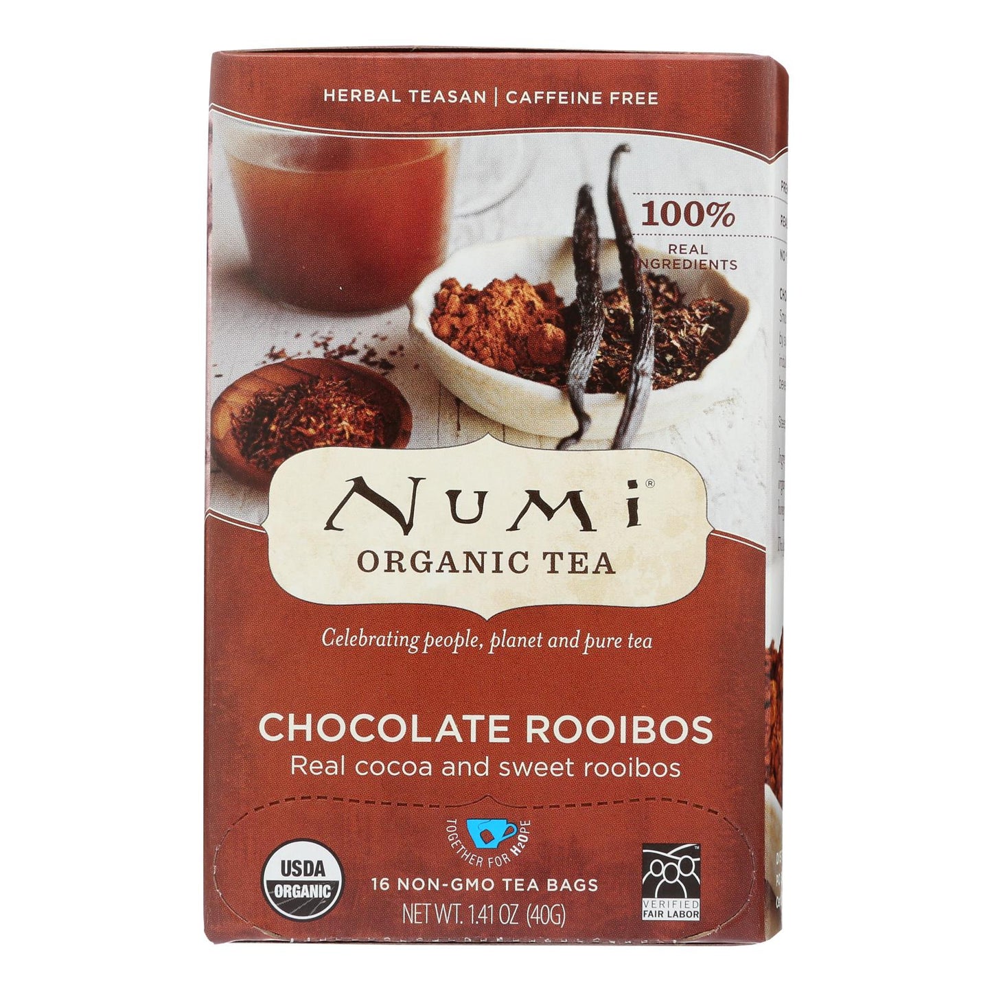 Numi Organic Tea Herbal Tea, Chocolate Rooibos  - Case of 6 - 16 BAG