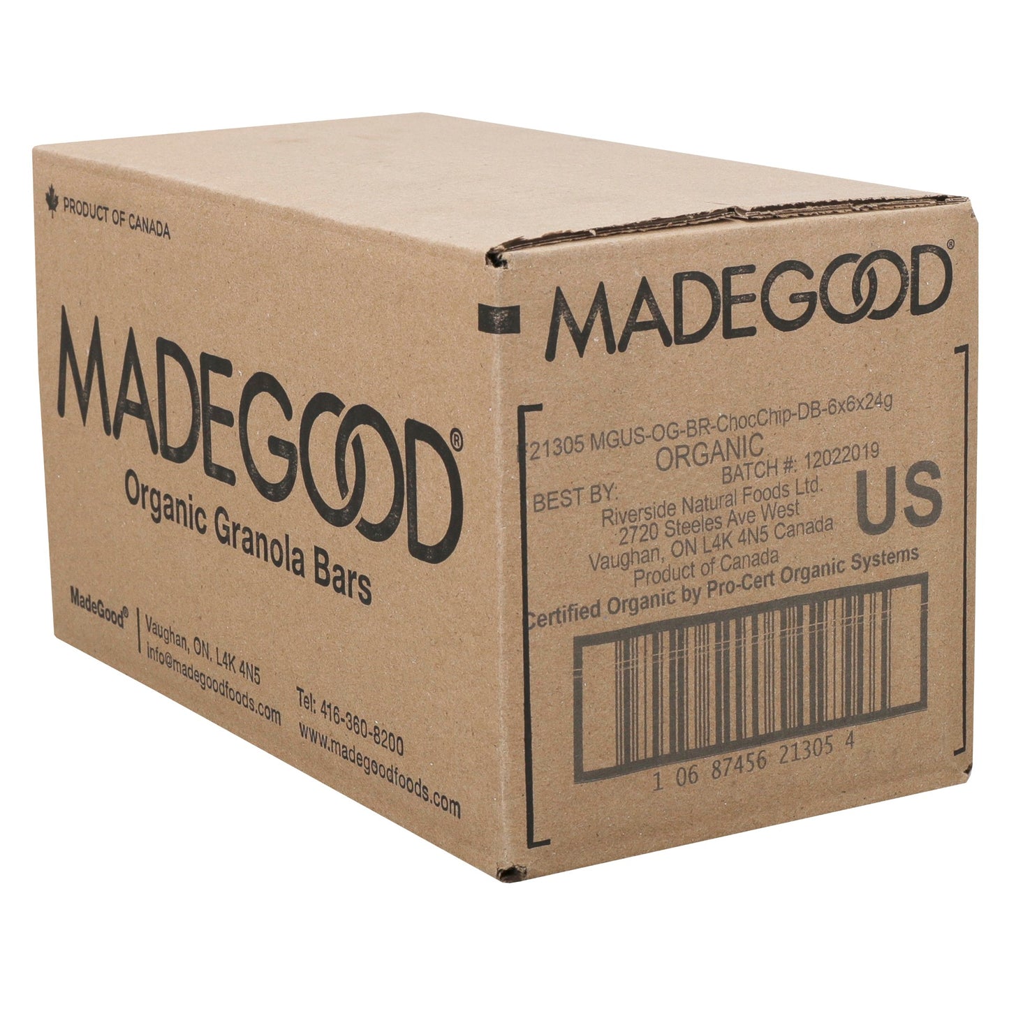 Madegood Chocolate Chip Granola Snack Bar 6 Count Packs - 6 Per Case.