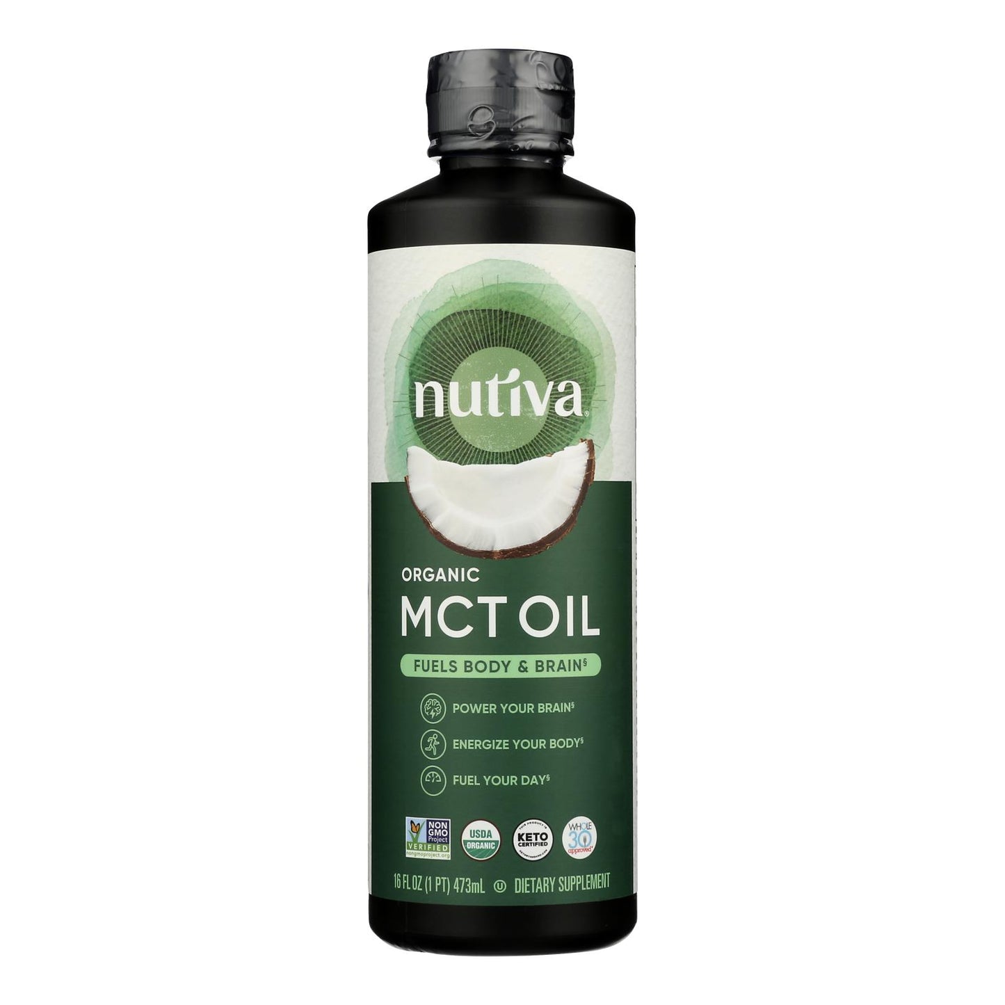 Nutiva 100% Organic Mct Oil - From Coconut - Unflavored - 16 fl Ounce