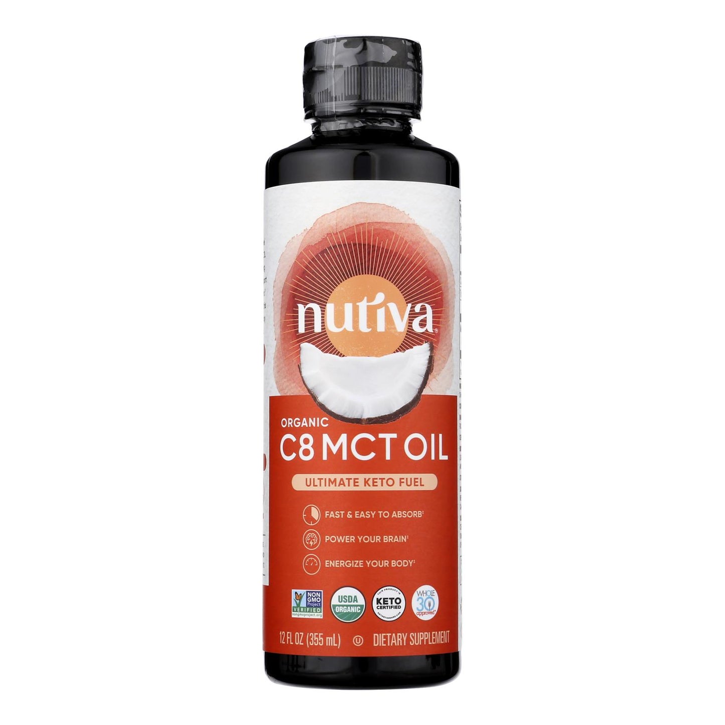 Nutiva - Oil Organic C8 Mct Coconut - 1 Each-12 Fluid Ounce