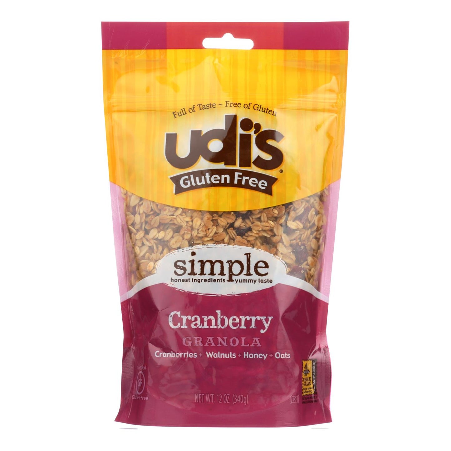 Udi's Cranberry Granola  - Case of 6 - 11 Ounce