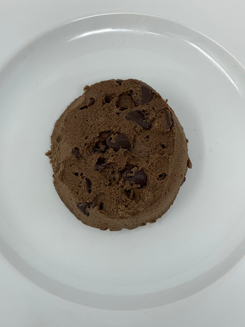 Aphrodite Divine Confections Double Chocolate Chip Cookie Dough Puck 2.5 Ounce Size - 60 Per Case.