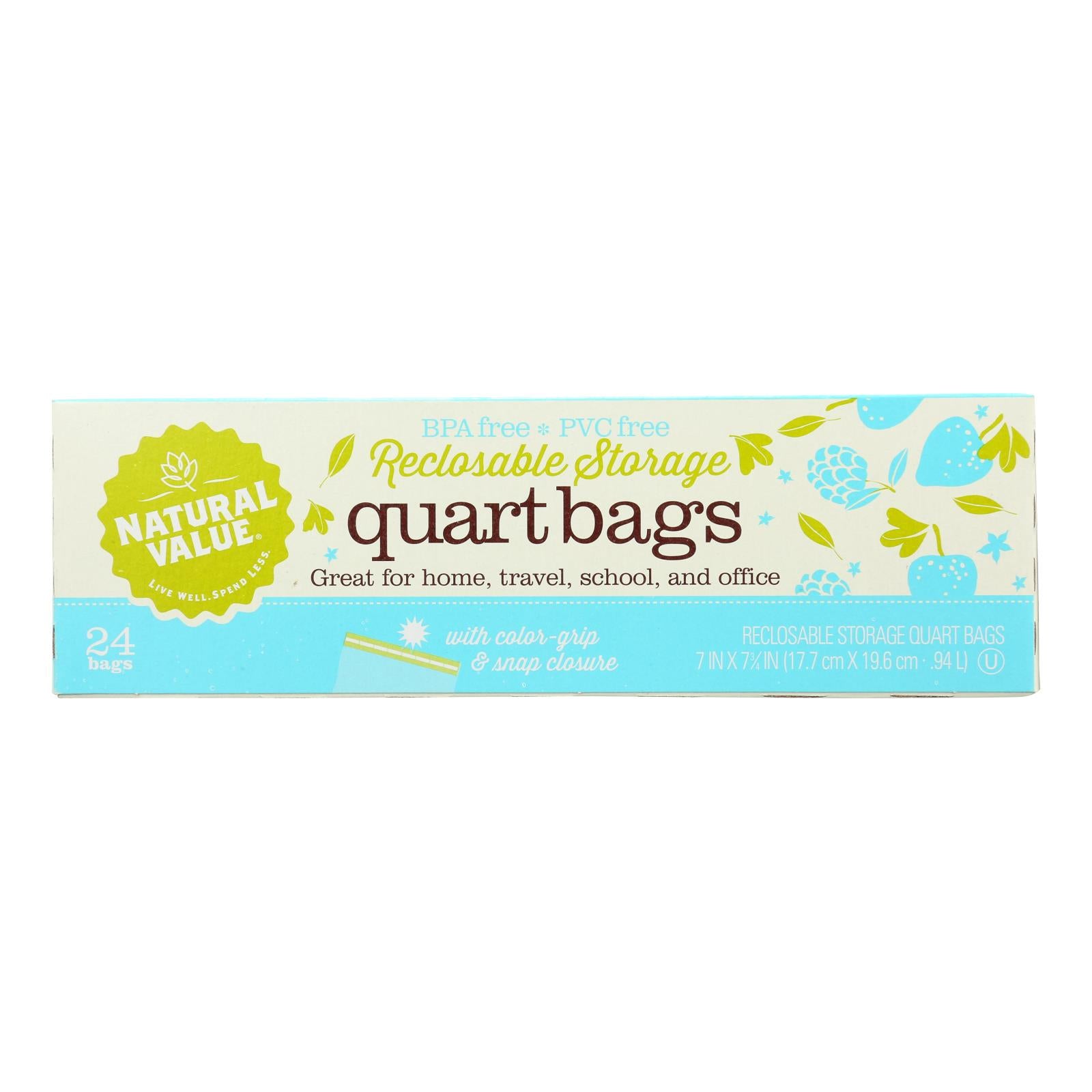 Natural Value - Storage Bags Qt Reclsable - Case of 12 - 24 Count