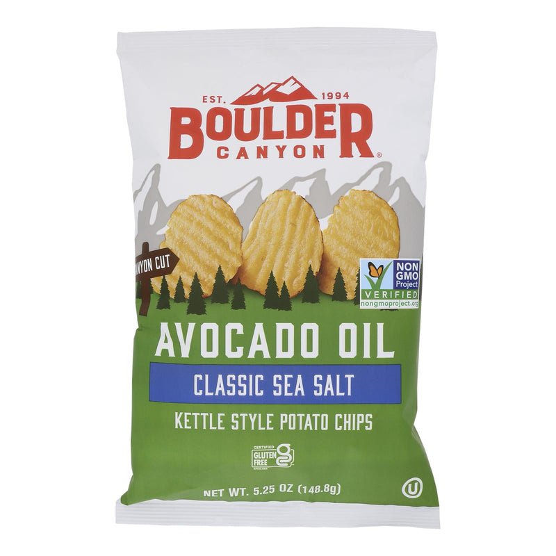 Boulder Canyon - Avocado Oil Canyon Cut Potato Chips - Sea Salt - Case of 12 - 5.25 Ounce.