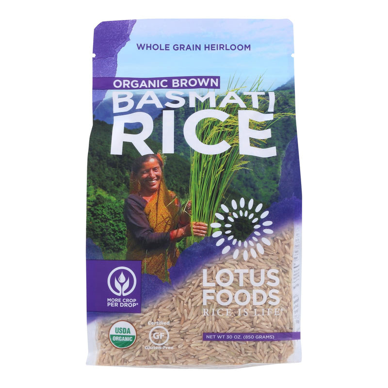 Lotus Foods Organic Rice - Brown Basmati - Case of 6 - 30 Ounce