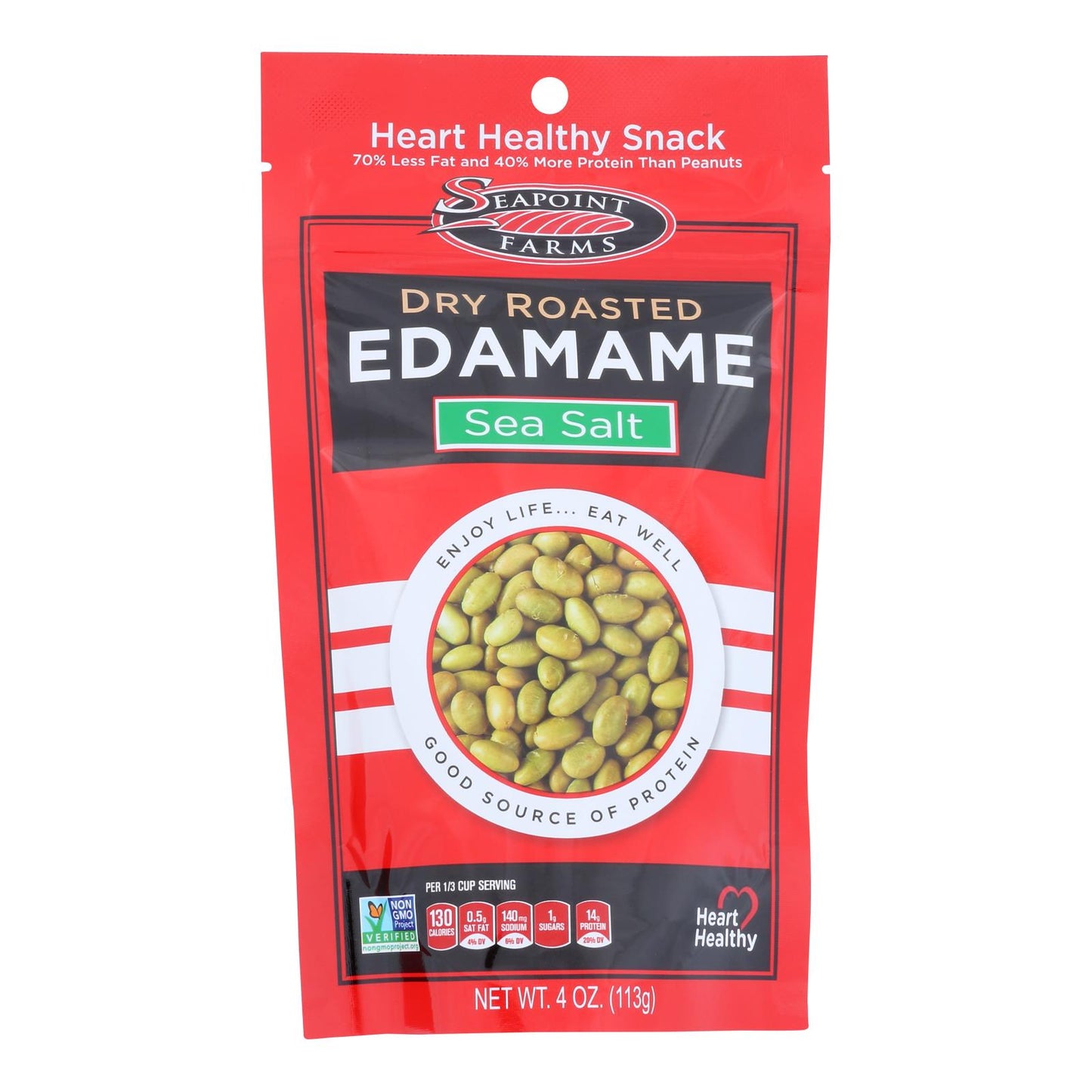 Seapoint Farms Dry Roasted Edamame - Sea Salt - Case of 12 - 4 Ounce.