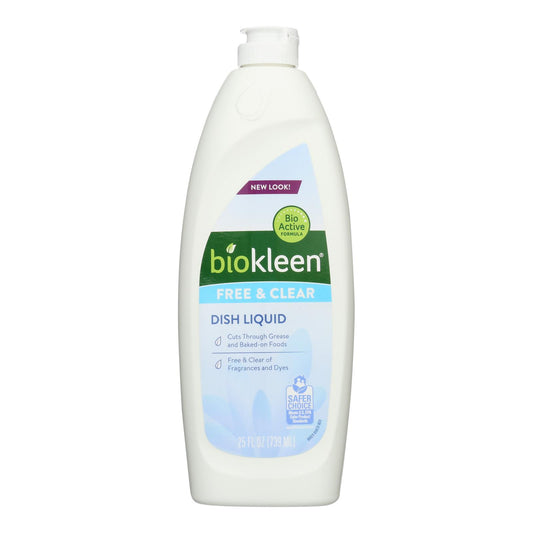 Biokleen Dish Liquid - Natural - Free and Clear - 25 Ounce - Case of 6