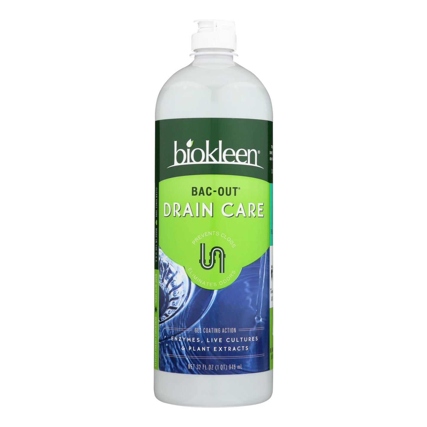 Biokleen Drain Care - Stain and Odor Remover - Case of 6 - 32 Fl Ounce.