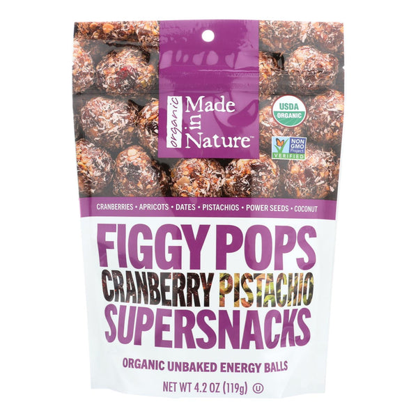 Made in Nature Figgy Pops - Cranberry Pistachio - Case of 6 - 4.2 Ounce