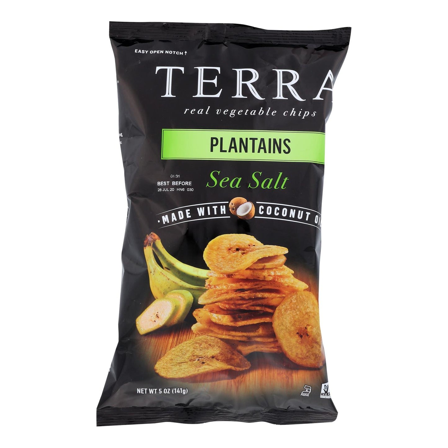 Terra Chips Veggie Chips - Plantains with Sea Salt - Case of 12 - 5 Ounce