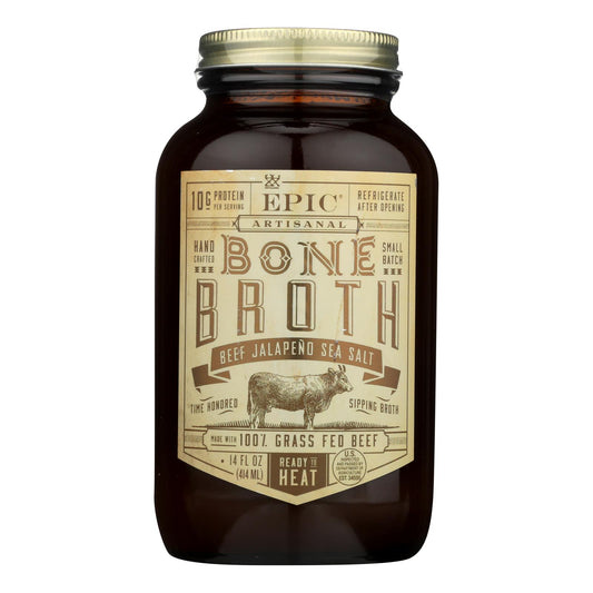 Epic Bone Broth-Beef-Jalapeno Sea Salt  - Case of 6 - 14 Fluid Ounce