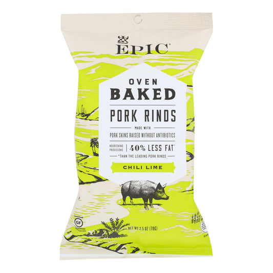 Epic Chili Lime Oven Baked Pork Rinds  - Case of 12 - 2.5 Ounce