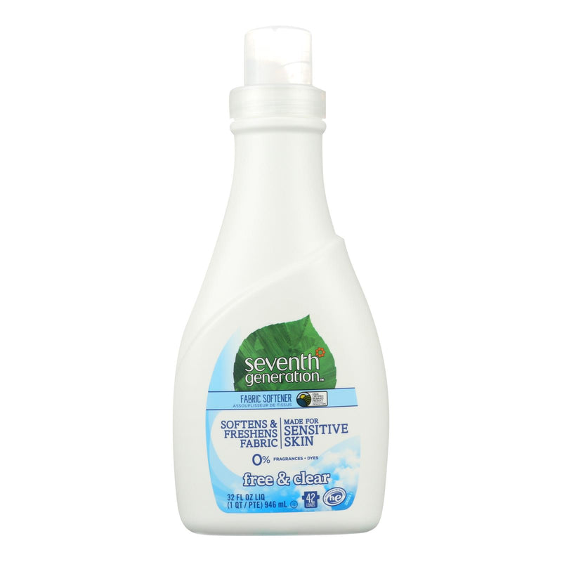 Seventh Generation Natural Liquid Fabric Softener - Free and Clear - Case of 6 - 32 Fl Ounce.