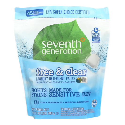 Seventh Generation Laundry Detergent - Packs - Case of 8 - 45 count