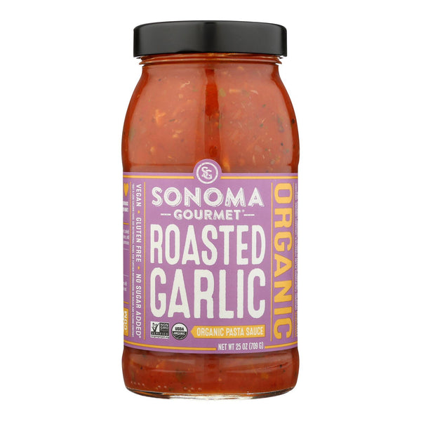 Sonoma Gourmet Organic Pasta Sauce - Roasted Garlic - Case of 6 - 25 Ounce.