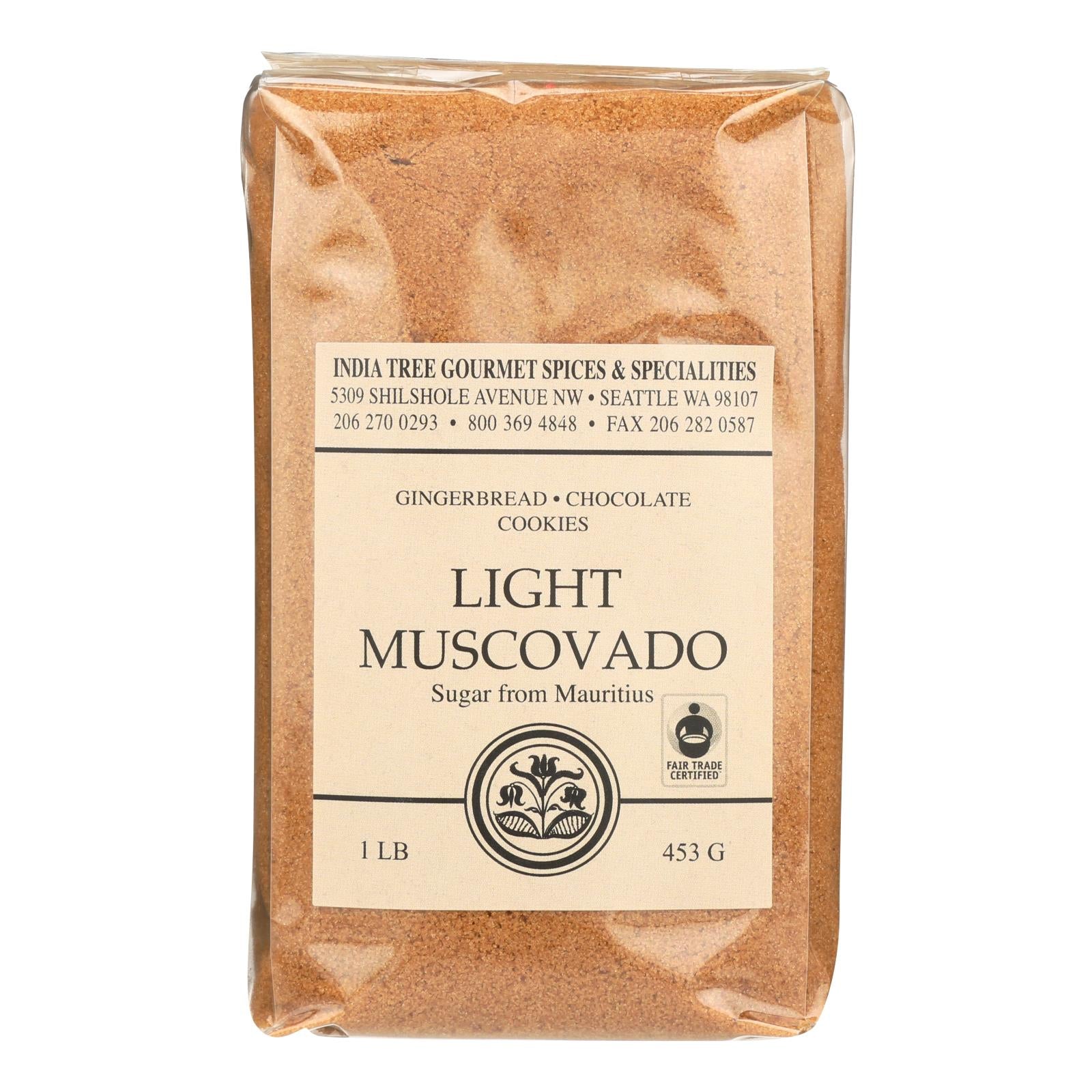 India Tree Gourmet Spices & Specialties Light Muscovado Sugar  - Case of 6 - 16 Ounce