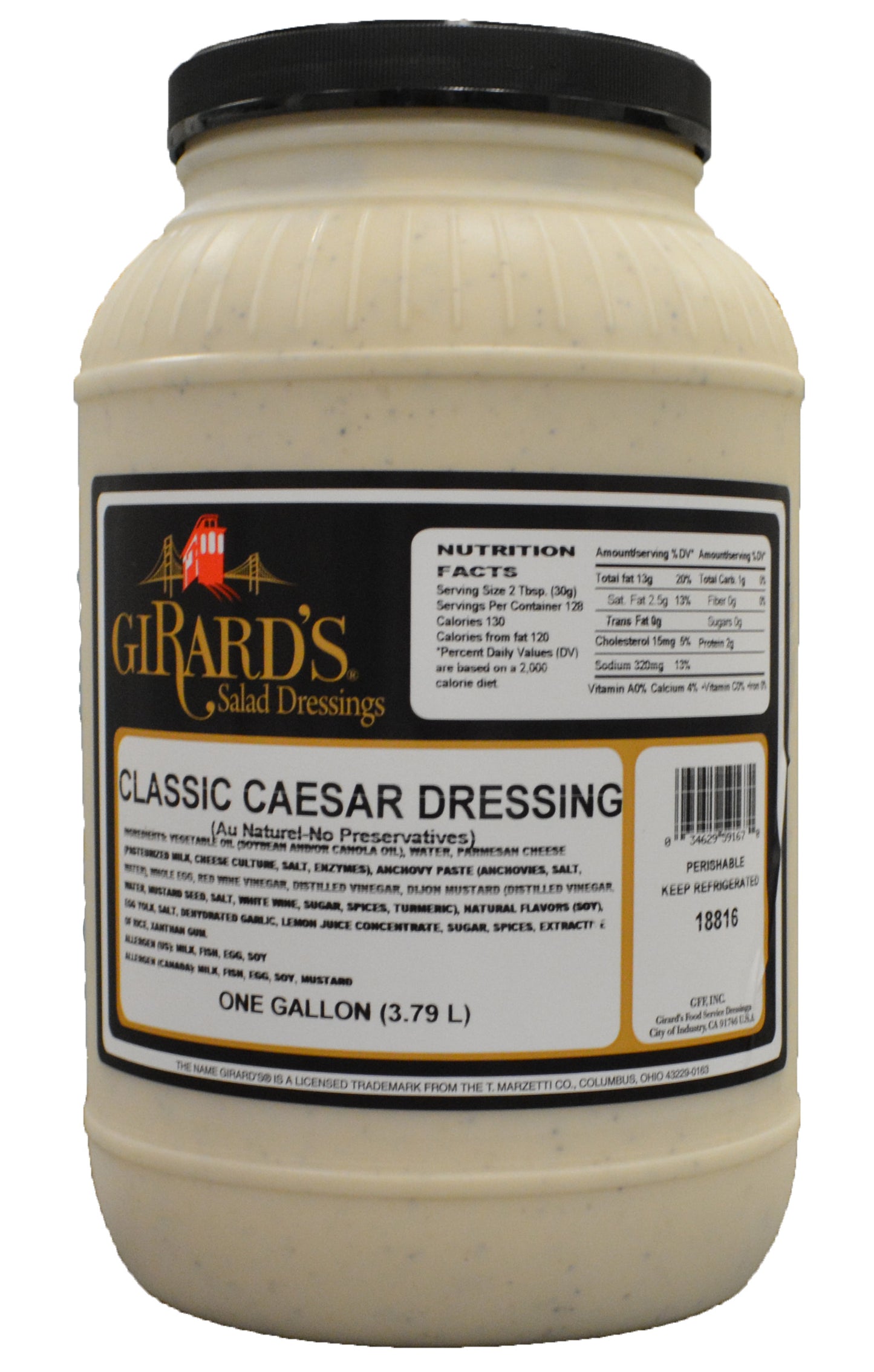 Girard's Classic Caesar With Parmesan Dressing, 1 Gallon, 2 Per Case.