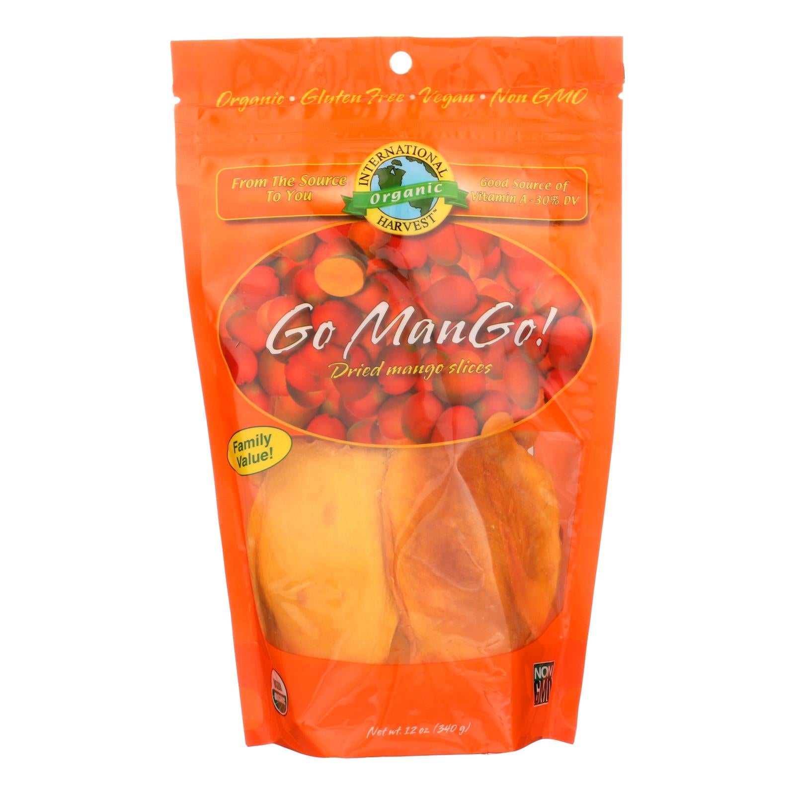 International Harvest Go Mango! Dried Mango Slices  - Case of 6 - 12 Ounce