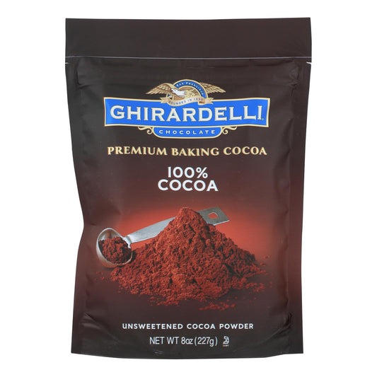 Ghirardelli Baking Cocoa - Premium - 100 Percent Unsweetened - 8 Ounce - case of 6