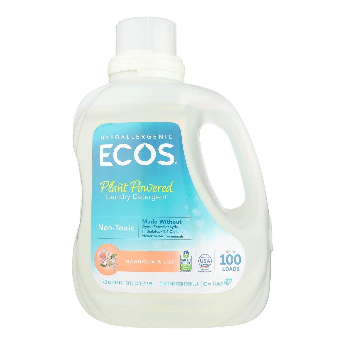 Earth Friendly Eco's 2X Ultra Liquid Laundry Detergent - Magnolia and Lily - Case of 4 - 100 fl Ounce