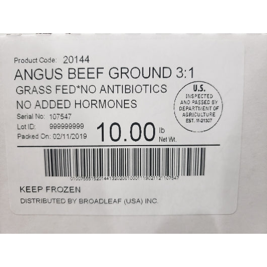 Beef Grass Fed Patties Round 1 Pound Each - 10 Per Case.