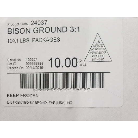Bison Patties 1 Pound Each - 10 Per Case.