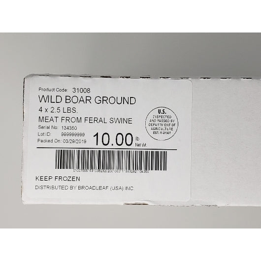 Wild Boar Ground Bulk 2.5 Pound Each - 4 Per Case.