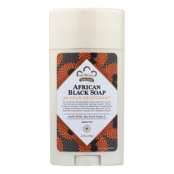 Nubian Heritage Deodorant - All Natural - 24 Hour - African Black Soap - 2.25 Ounce - 1 each