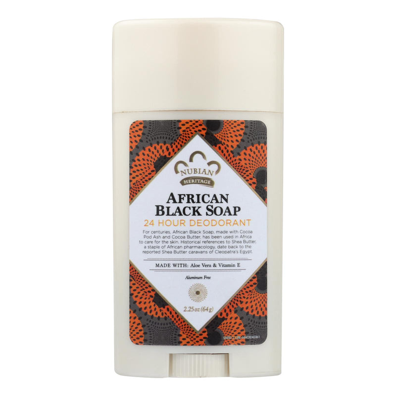 Nubian Heritage Deodorant - All Natural - 24 Hour - African Black Soap - 2.25 Ounce - 1 each