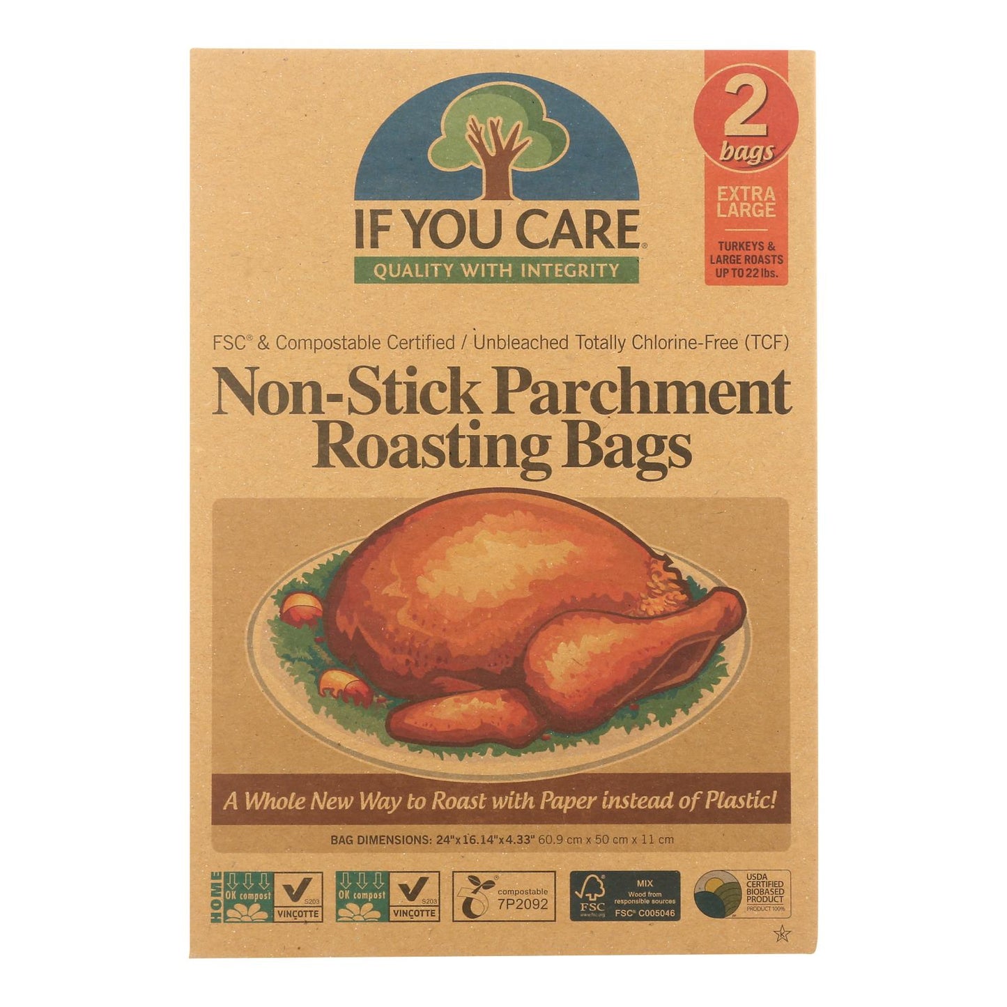 If You Care Parchment Bags - Non Stick - Extra Large - Case of 8 - 2 count