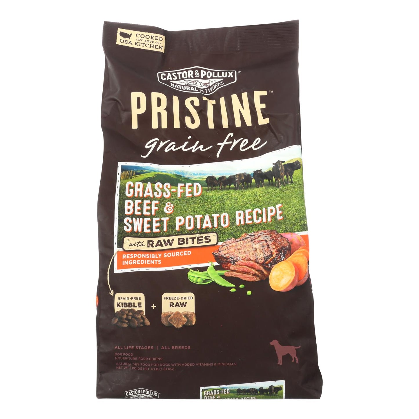 Castor and Pollux Dog - Beef - Sweet Potato - Grain Free - Case of 5 - 4 lb.