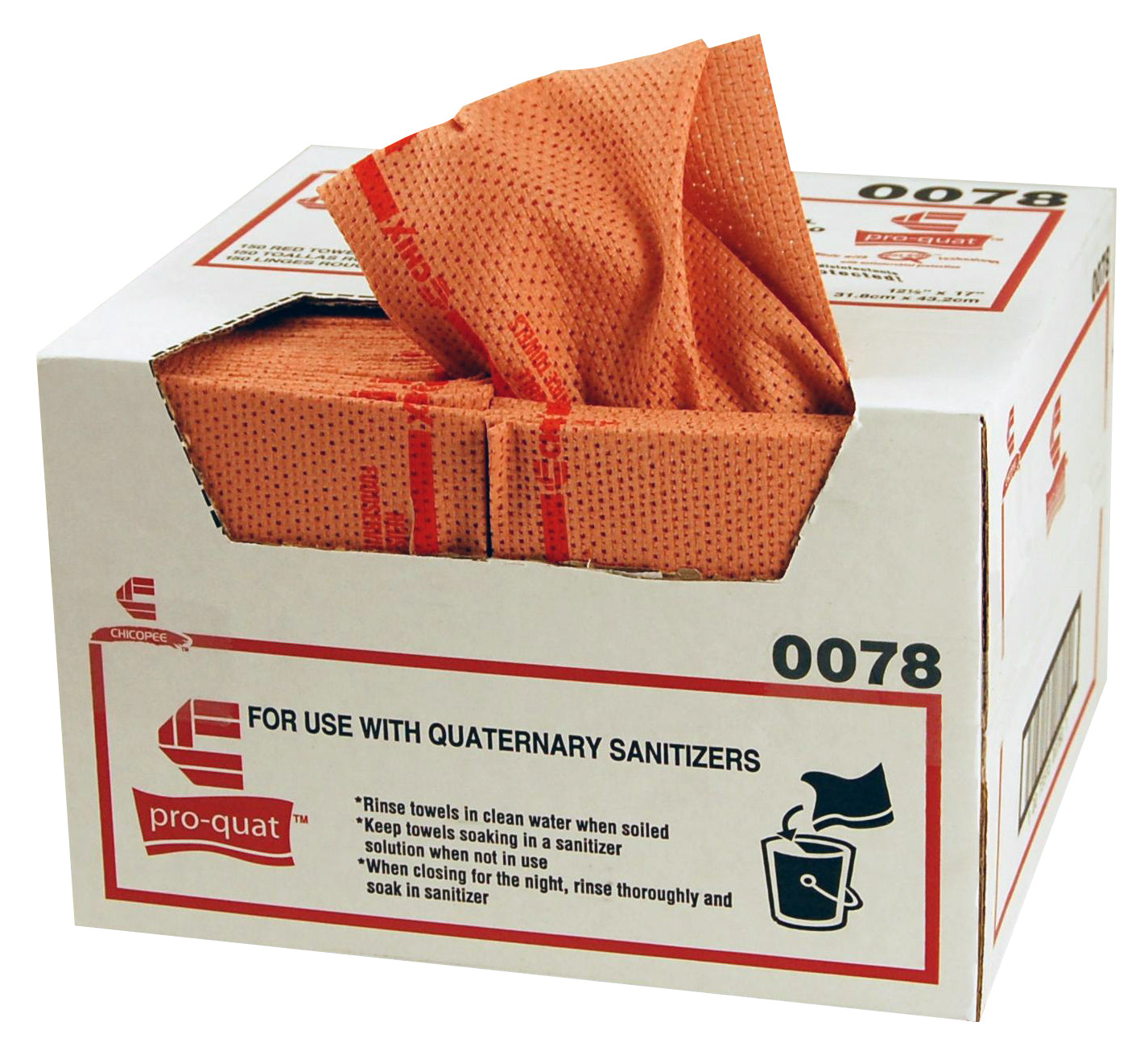Chix® Pro Quat Feresh Guy® Heavy Duty Foodservice Towel W Microban Red W Red 1 Count Packs - 150 Per Case.