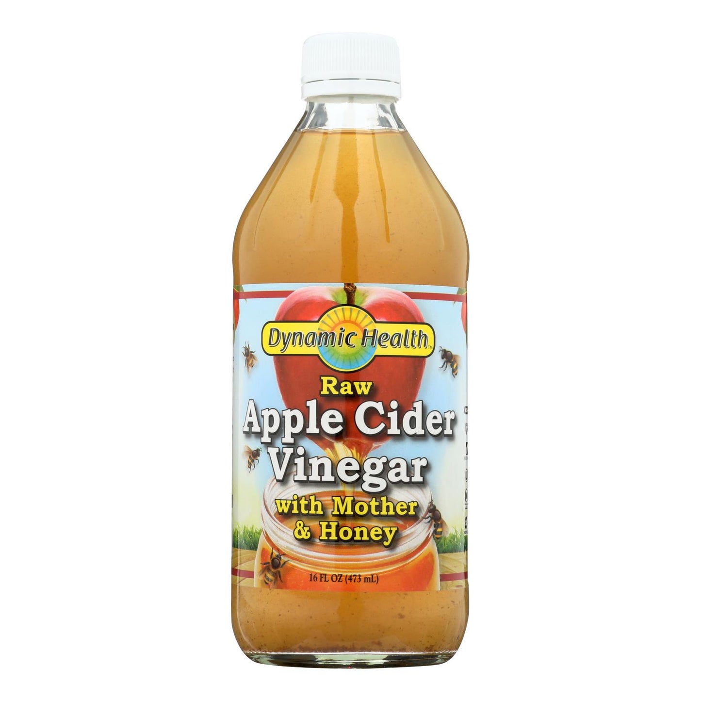 Dynamic Health Apple Cider Vinegar - with the Mother and Natural Honey - Glass Bottle - 16 Ounce